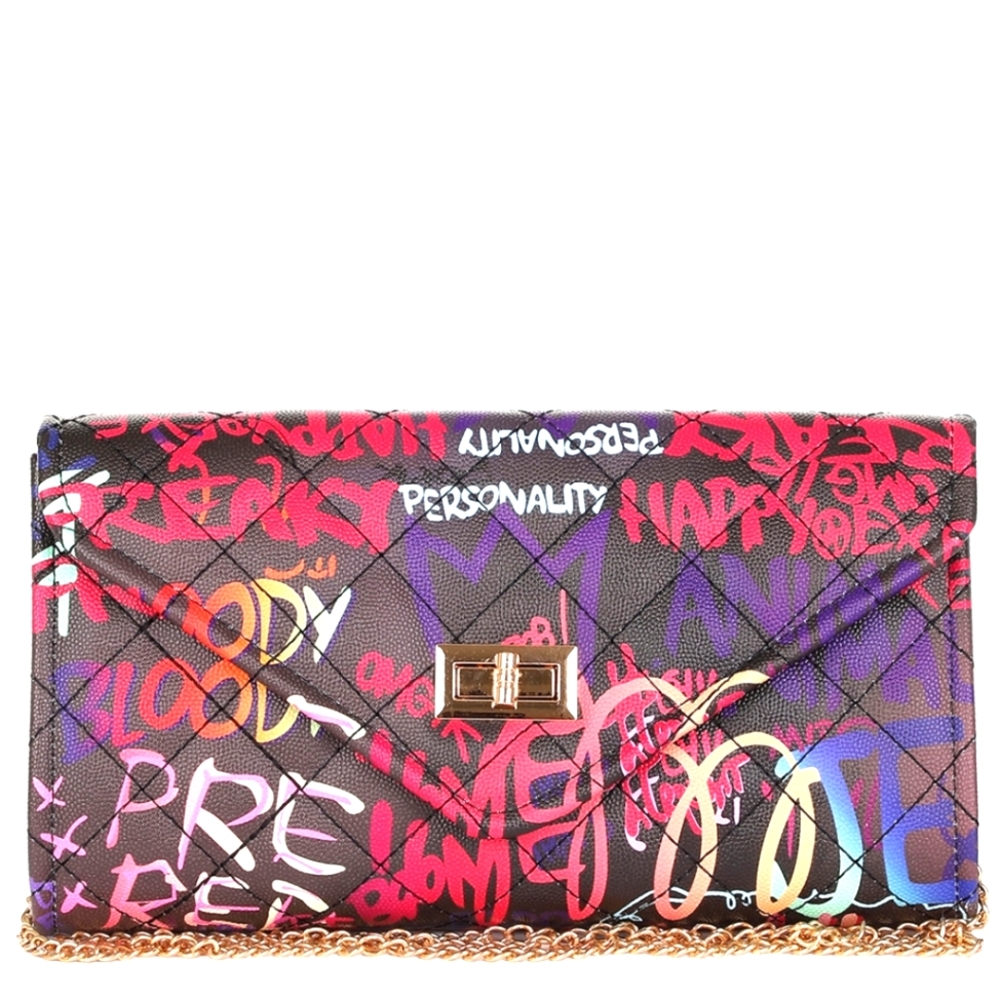 Multi Color Graffiti Clutch
